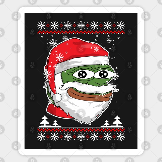 Santa Pepe FeelsOkayMan - White Outline Magnet by mullelito